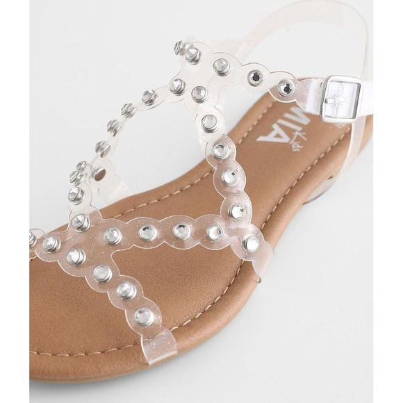 MIA Catki Kids Girl's Clear Rhinestone Embellished T-Strap Sandals Size 4M NEW - Picture 1 of 9